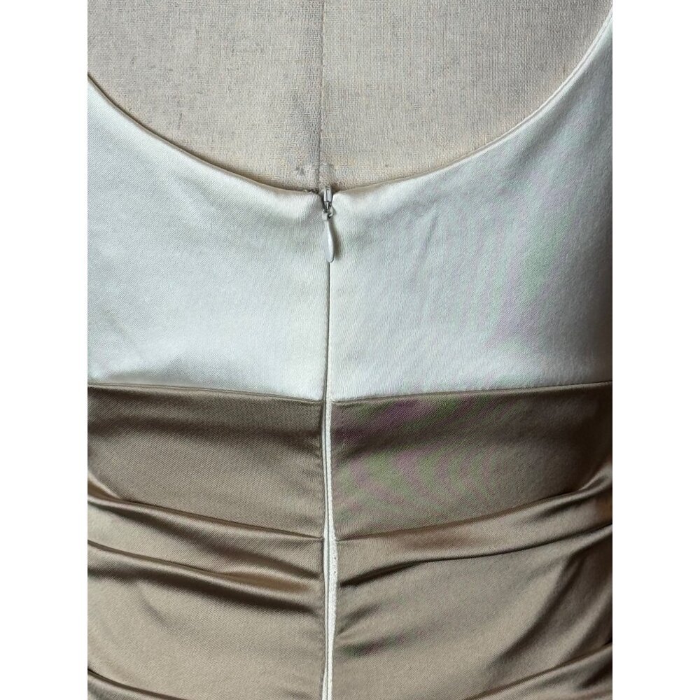 Xscape Dress Women 8 Ivory Tan Sweetheart Neck Ruched Mini Party Cocktail - Picture 7 of 10